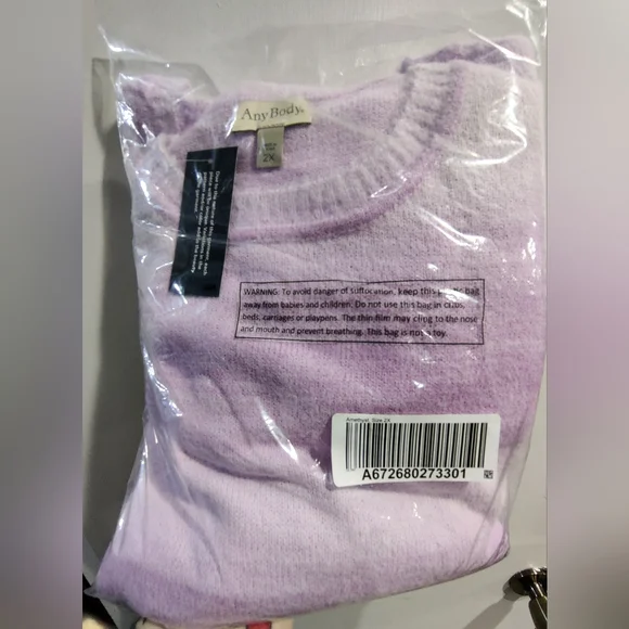 Eyelash Yarn Sweater- Anybody - Ombre Amethyst- Size 2X - Picture 5 of 5